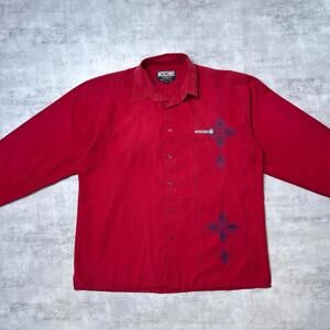 Y2K Moschino Jeans 00s Grunge spiral button up red shirt